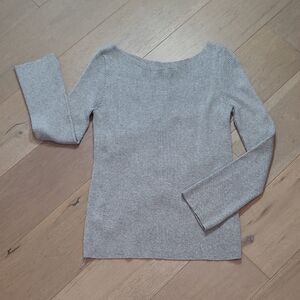 EUC Zara Sweater Women's sz L Grey Knit Split Back Boat Neck Sweater